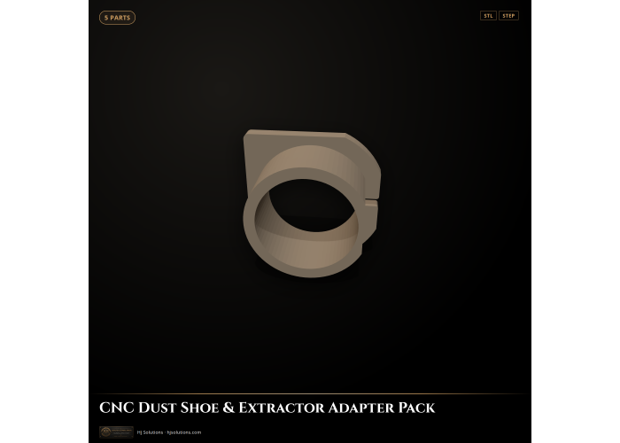 CNC Dust Shoe & Extractor Adapter Pack — 3D Print STL Files CNC Dust Shoe & Extractor Adapter Pack — 3D Print STL Files