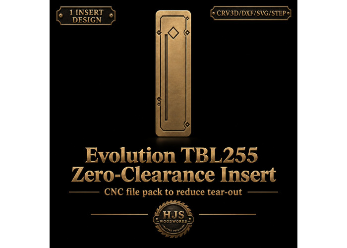 Evolution TBL255 Zero-Clearance Table Saw Insert CNC File Pack — Vectric, DXF/STEP Digital Download Evolution TBL255 Zero-Clearance Table Saw Insert CNC File Pack — Vectric, DXF/STEP Digital Download